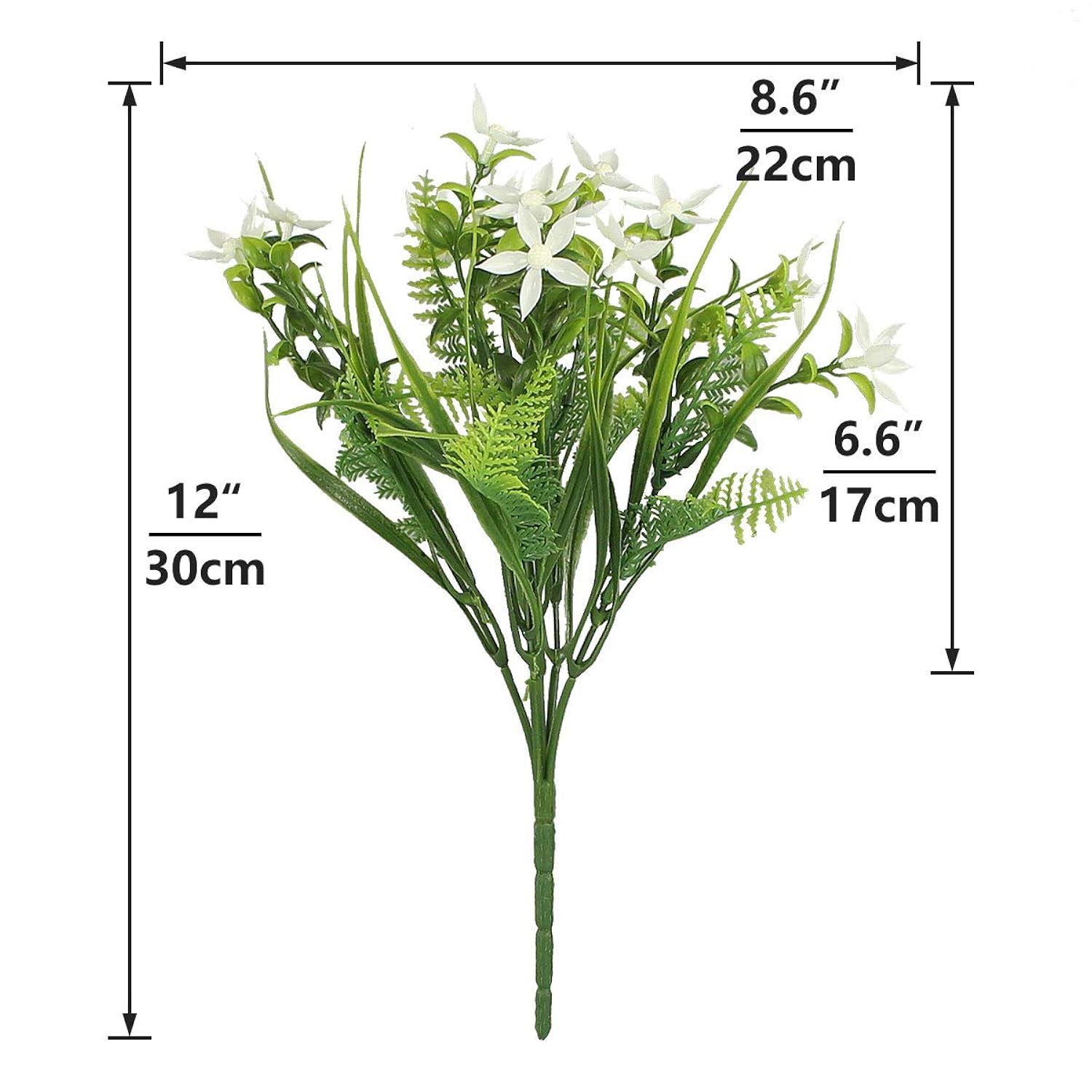 6Pcs Artificial Uv Resistant Flowers Outdoor Fake Plants Flowers Star Jasmine White Greenery Plastic Flowers Farmhouse Plants Shrubs For Hanging Planter Garden Cemetery Grave Kitchen Decor