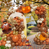218Pcs Fall Balloon Arch Garland Kit Brown Orange for Thanksgiving Baby Shower Party