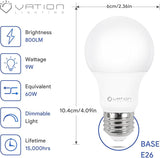 12 Pack A19 Dimmable LED Light Bulbs 9W 60W Equivalent 3000K Warm White 800 Lumens E26 Base