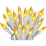 100 Gold Frost Christmas Lights On White Wire - Frosted Gold Christmas Tree Lights (24 Ft) - Indoor/Outdoor Use - Ul Lis