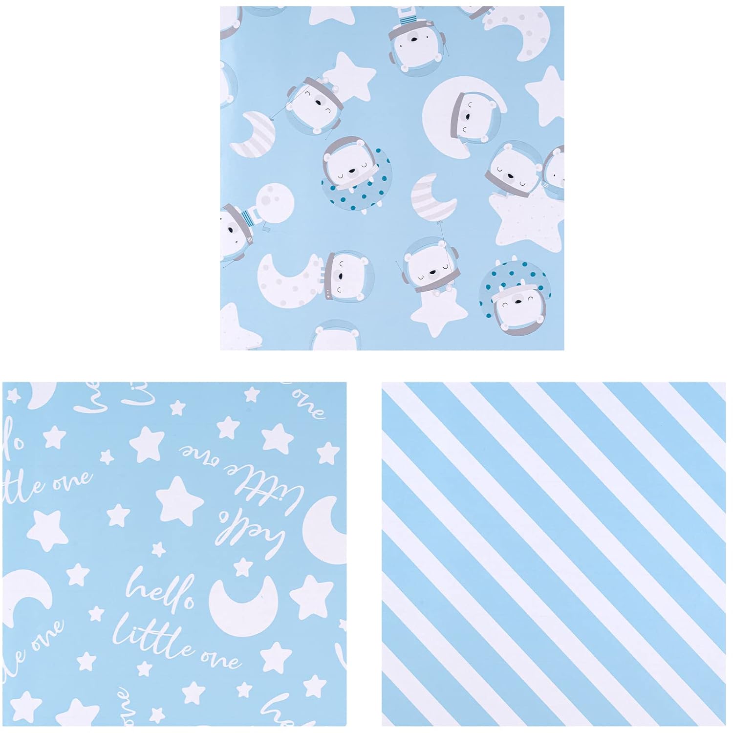 Wrapping Paper Rolls For Baby Shower, Birthday - Mini Roll - 17 Inches X 10 Feet Per Roll, Total Of 3 Rolls, Baby Boy