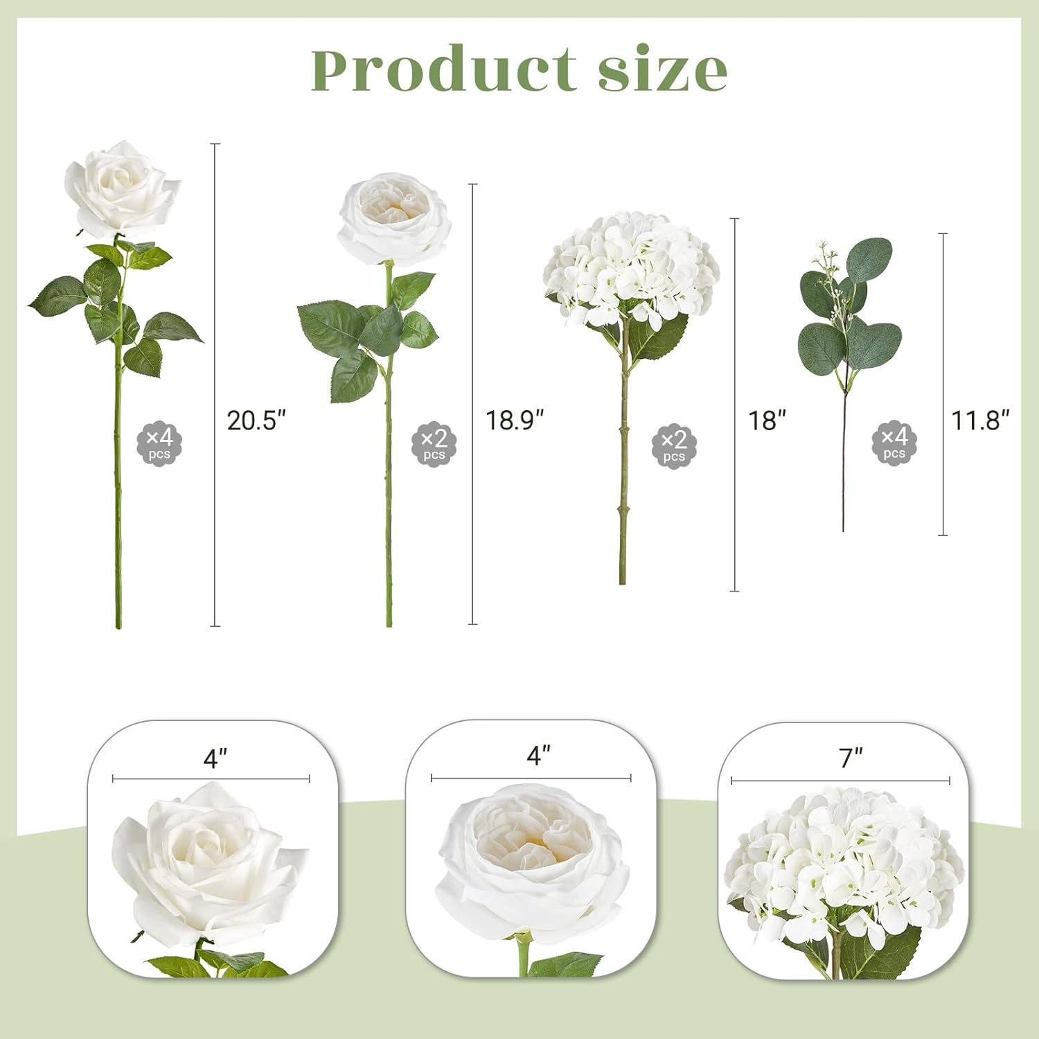 Artificial Flowers Plants Bouquet White Silk Flowers For Home Decor Indoor Fake Flower Arrangements Table Centerpieces For Kitchen Wedding Party Decorations