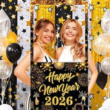 2026 New Year Photo Booth Frame Banner for Party and Firework Backdrop Decor