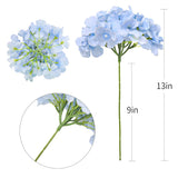 Hydrangea Artificial Flowers -12 Pcs Realistic Fake Hydrangea Silk Flowers With Stems Faux Hydrangea Flowers Heads For Office Home Party Wedding Centerpiece Diy Floral Decor(Sky Blue)