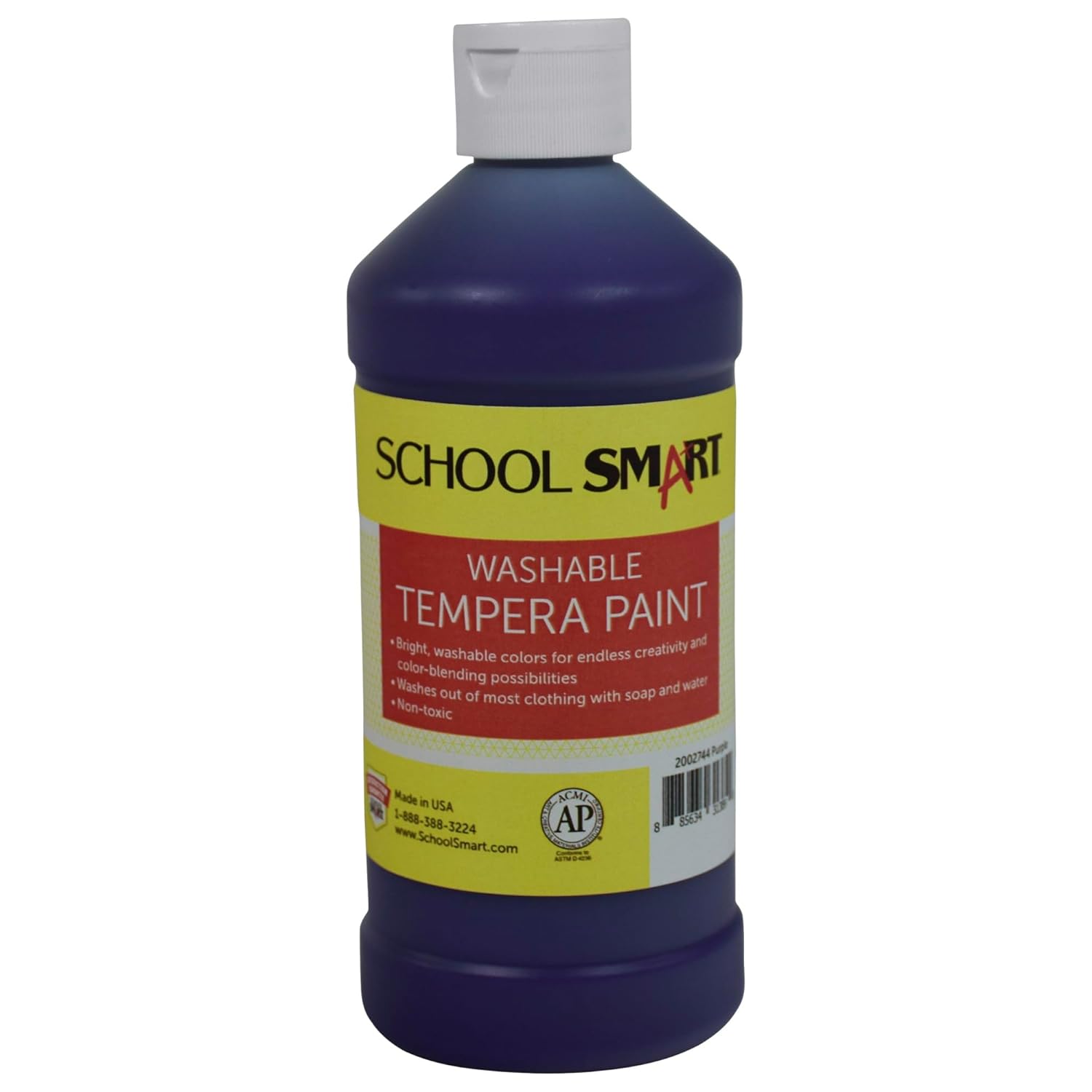 School Smart Washable Tempera Paint, Purple, 1 Pint Bottle