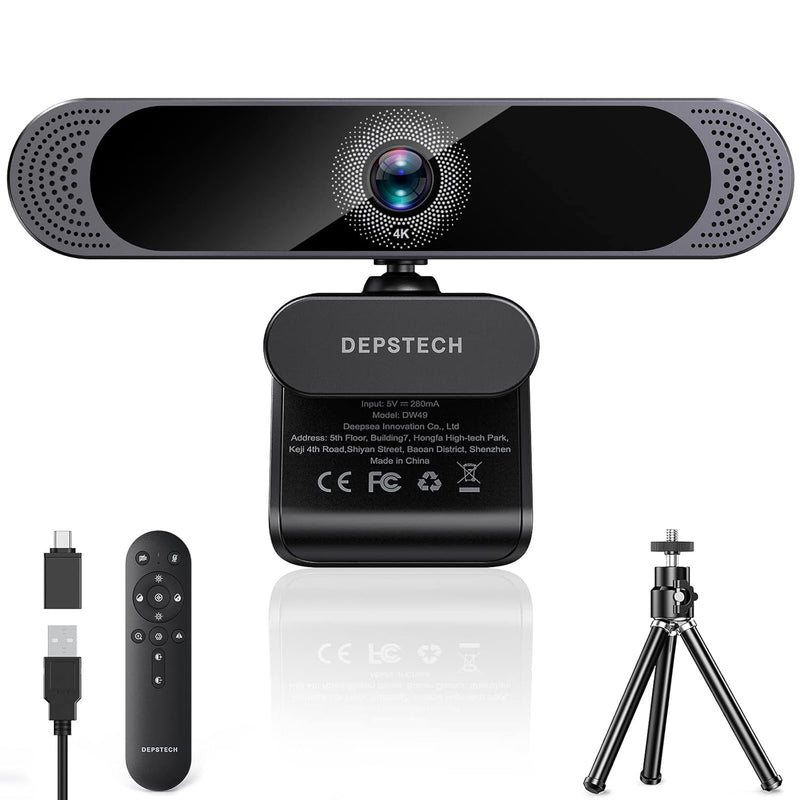 Webcam 4K, 3X Zoomable Webcam With Microphone And Remote, 1/3" Sony Sensor, Du