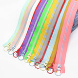 10Pcs 16 Inch (40Cm) #5 Plastic Zippers With Lifting Ring Pull Close E