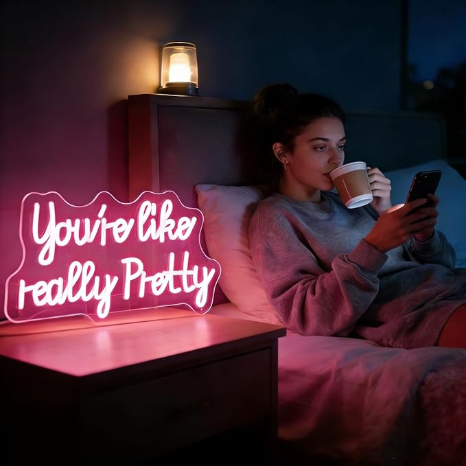 You Like Really Pretty Pink Neon Sign USB Dimmable LED Wall Decor for Bedroom