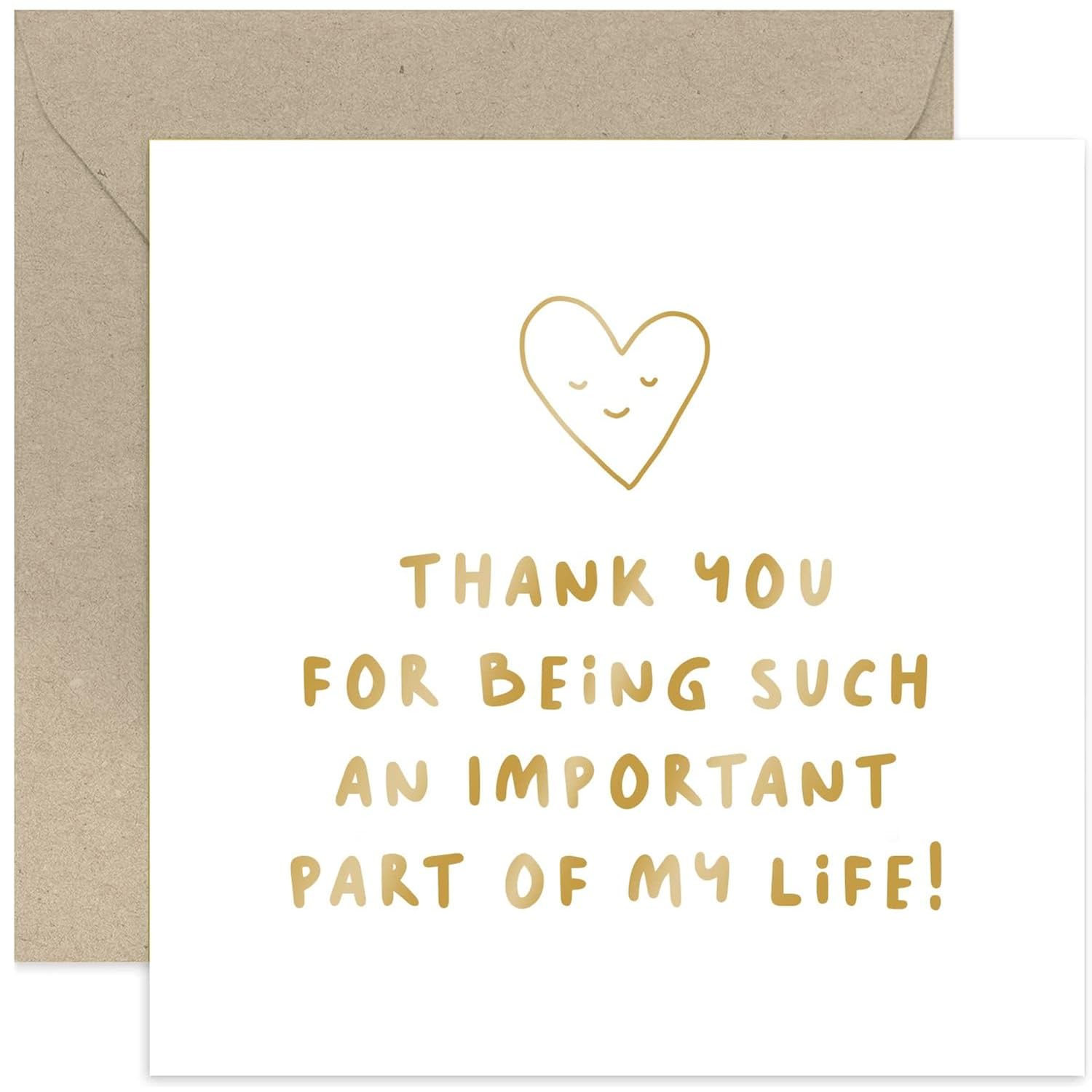 Old English Co. Cute Special Friendship Thank You Card - 'Important Part Of My Life' Appreciation Greeting Card For Family And Friends - Grateful For Support And Help | Blank Inside With Envelope