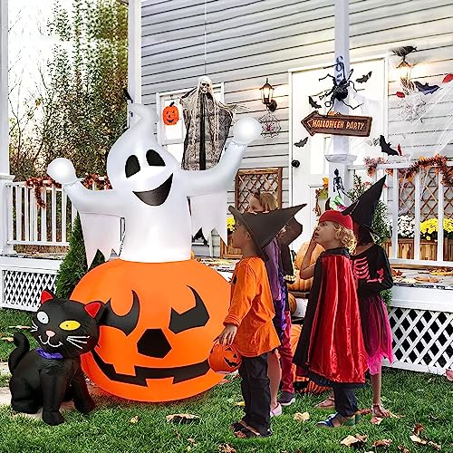 5 FT Halloween Inflatables Outdoor Ghost Pumpkin Black Cat Decor