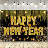 Happy New Year Banner 72x44in Fireworks Party Backdrop