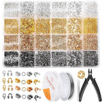 2160 Pieces Crimp Beads Kit For Jewelry Making, Knot Covers, Crimp Bead Covers, Crimp Tubes, Jump Rings And Wire Guardians With Crimping Pliers, Elastic String For Bracelets Necklaces Making