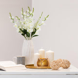 8Pcs Artificial Gladioli Flowers With Long Stem, 30.7In Artificial Orchid Plants Faux Silk Flowers For Wedding Bridal Bouquet Wreath Table Centerpiece Outdoor Décor (White)