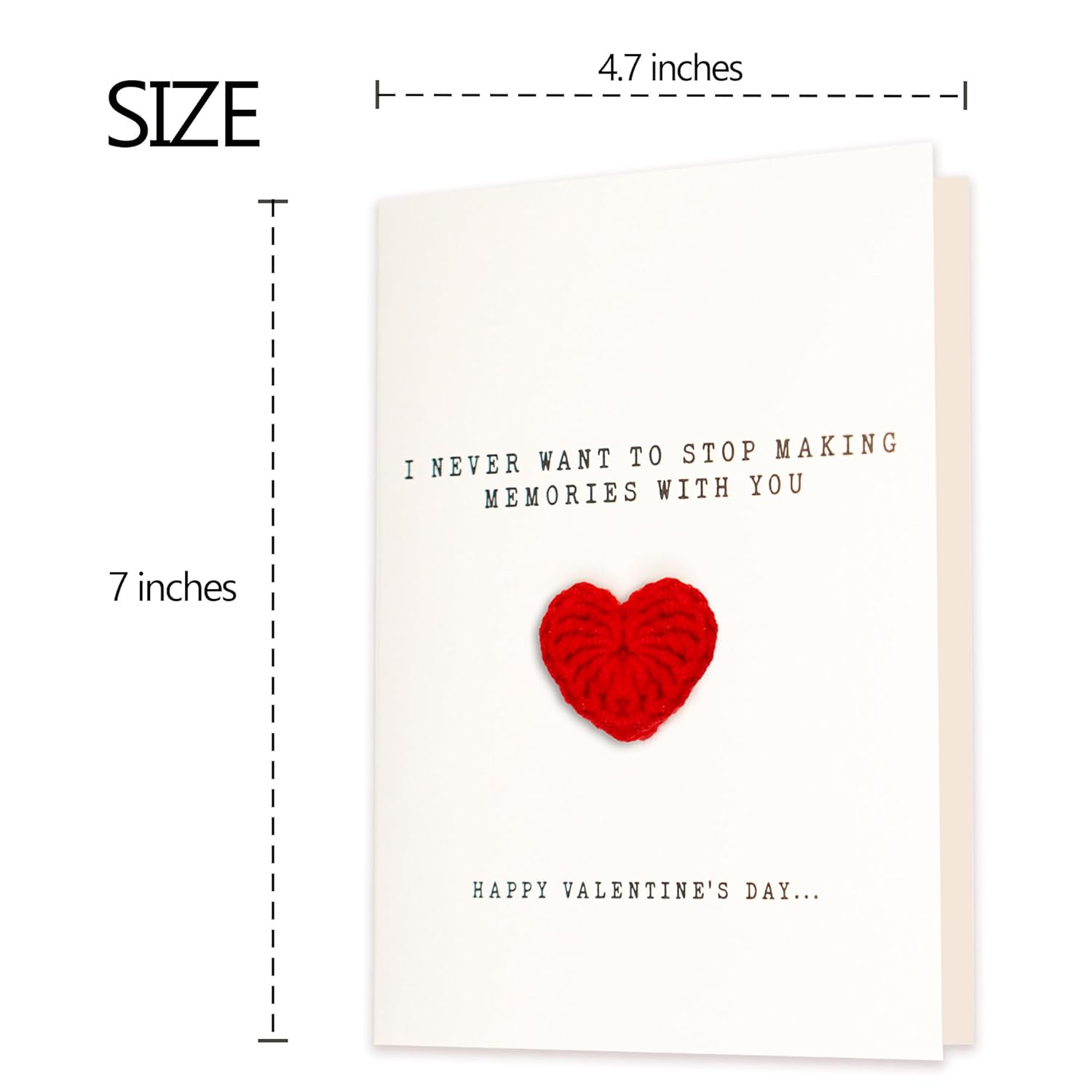 Valentine Day Gifts Card With Handmade Crochet Heart, Happy Valentine'S Day Greetings Romantic Card To Husband Wife, Women, Men, Him, And Her, Romantic Minimalist Love Card With Kraft Envelope