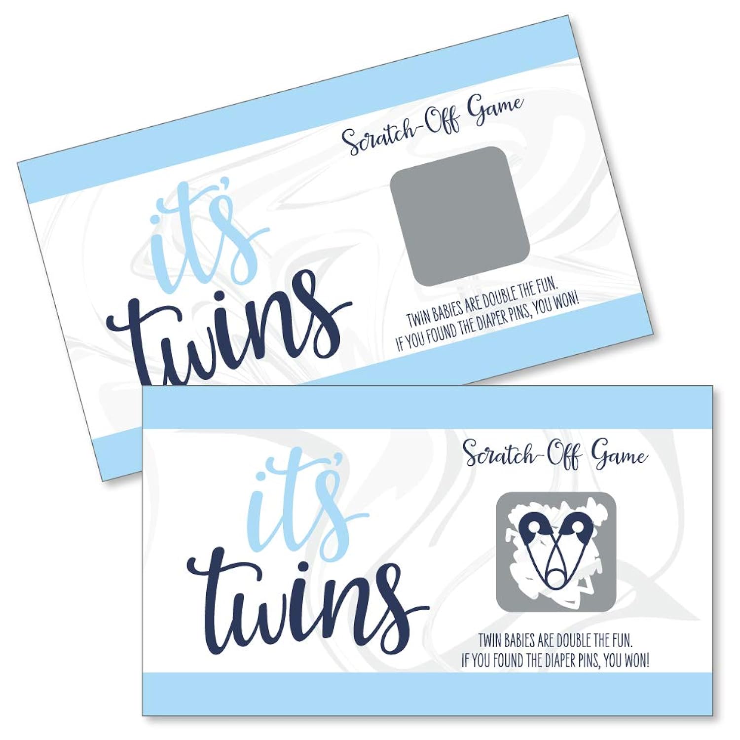 Big Dot of Happiness It’s Twin Boys - Blue Twins Baby Shower Game Scratch Off Cards - 22 Count