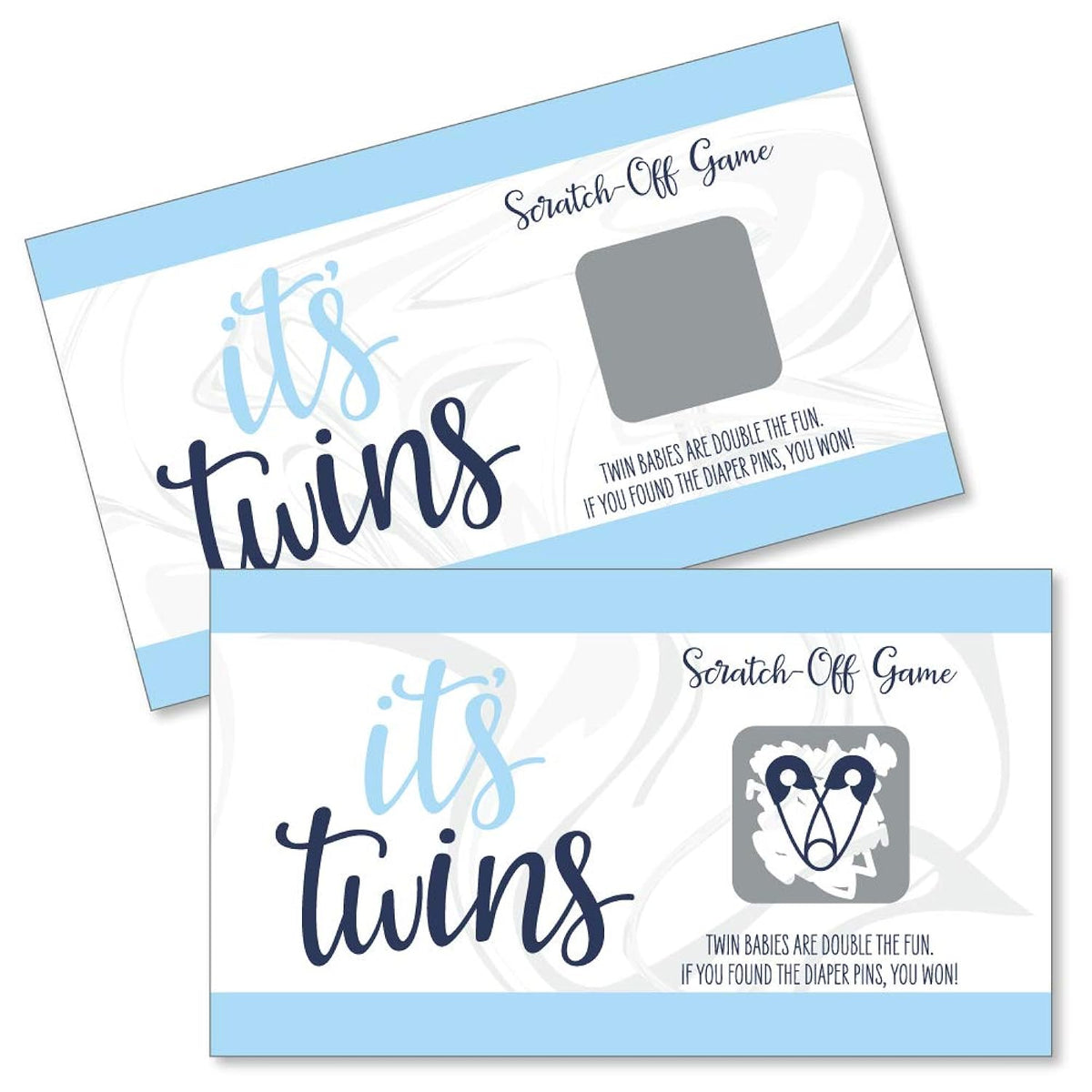 Big Dot of Happiness It’s Twin Boys - Blue Twins Baby Shower Game Scratch Off Cards - 22 Count