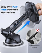 Car Phone Holder with Strong Suction Cup & Air Vent Clip, 360° Mount for iPhone