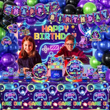Video Game Birthday Decorations, 258Pcs Gaming Party Decorations Gamer Birthday Plates And Napkins, Cups, Tablecloth, Banner, Balloons, Cake Toppers Game Party Decorations For Boys Serve 24