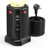 Tower Power Strip 16FT Extension Cord PD20W USB C 4 USB Ports Night Light Charging Station Black