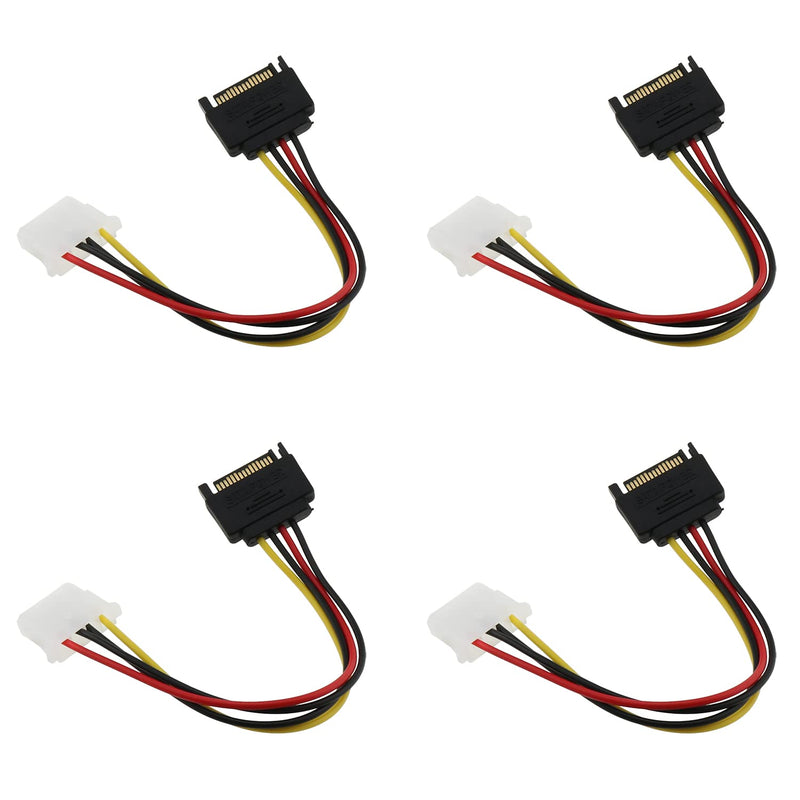 4Pcs Sata 15Pin Male To 4Pin Ide Molex Female Cable For Serial Ata Hard Drives