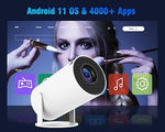 Mini Projector, Android 11, 4K 1080P, WiFi 6, BT 5.0, 180° Rotatable, Portable