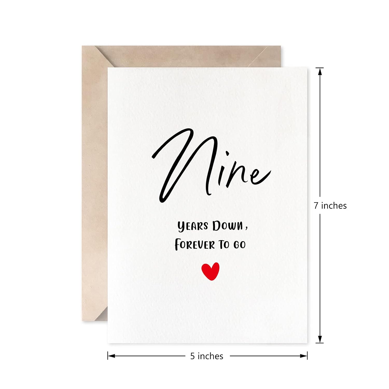 9Th Anniversary Card, Nine Years Down Forever To Go, Romantic Valentines Day Wedding Card For Husband Wife