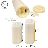 Battery Operated Plastic Flameless Led Pillar Candle With Cycling Timer, Realistic Flickering Electric Light For Indoor Outdoor Bookshelf Wedding Dinner Party Centerpiece Fireplace Decor 2 Pack