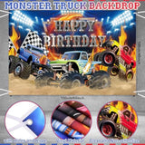 145Pcs Monster Truck Birthday Decorations Machines Jam Party Decoration With Truck Theme Balloon Garland Arch Kit Wheel Foil Balloon Backdrop Cake Topper Baby Shower Truck Birthday Supplies For Boys
