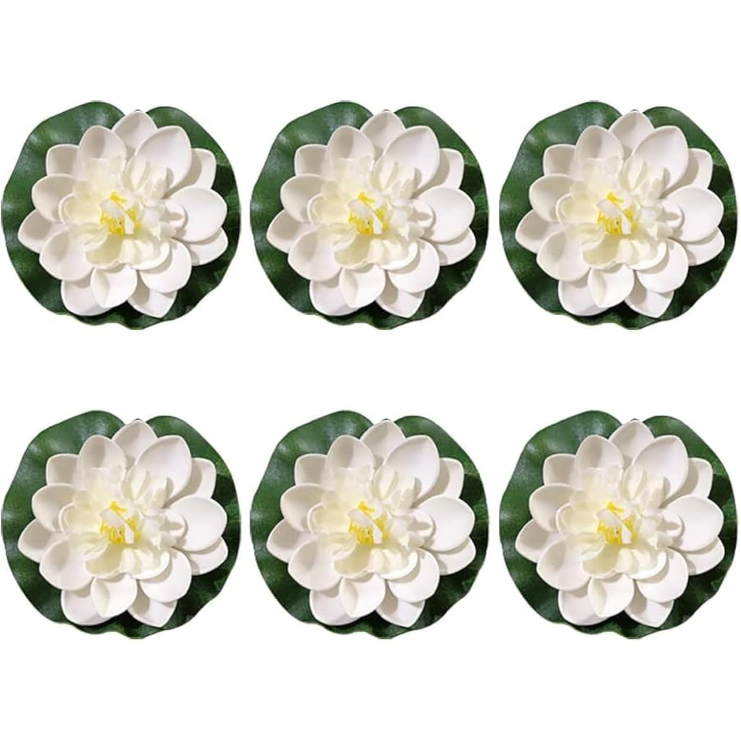 6 Pcs White Artificial Lotus Flowers Large Floating Lotus Faux Water Lily Flowers Fish Pond Artificial Plants With Artificial Lily Pads, Artificial Plants