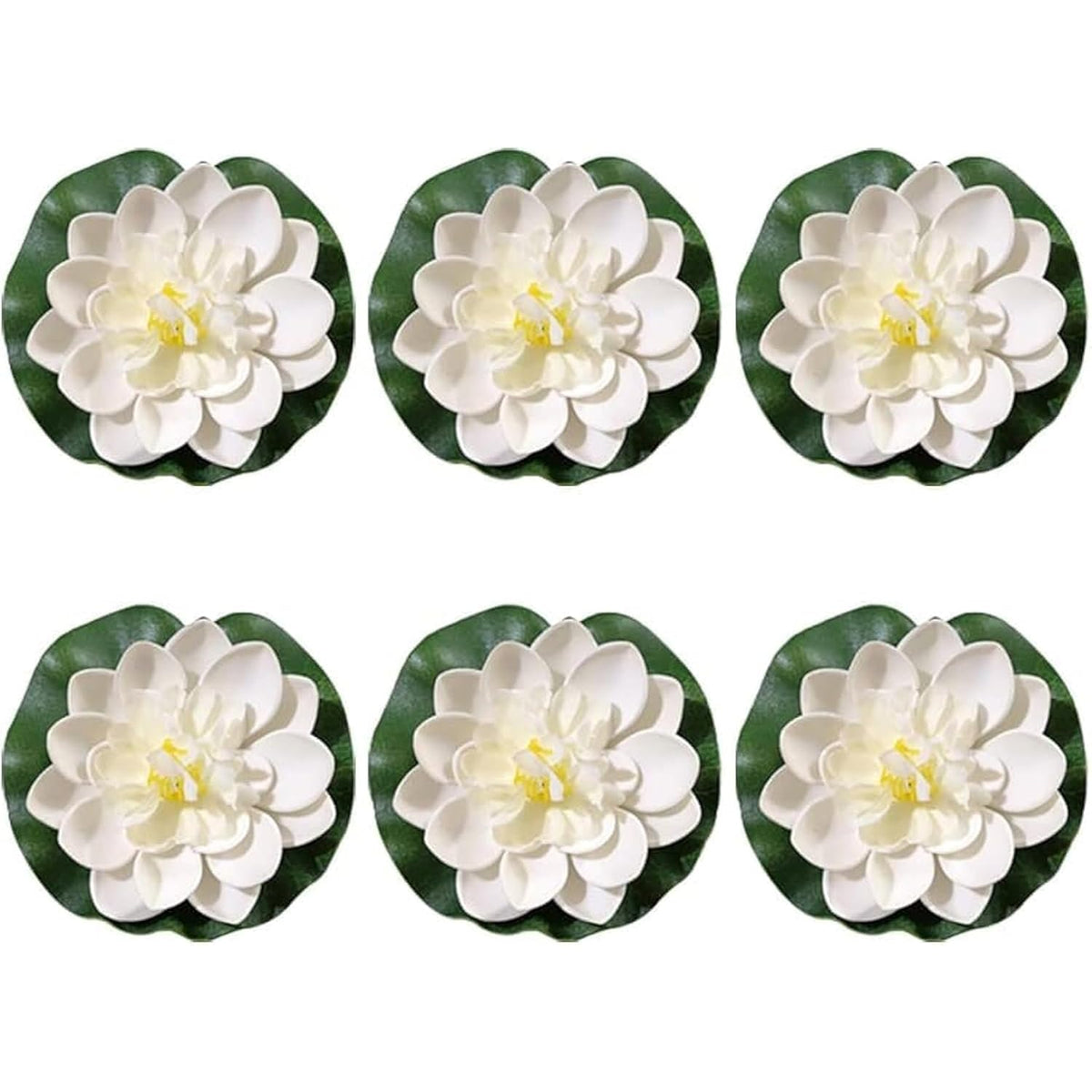 6 Pcs White Artificial Lotus Flowers Large Floating Lotus Faux Water Lily Flowers Fish Pond Artificial Plants With Artificial Lily Pads, Artificial Plants