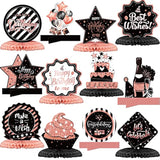 12-Piece Rose Gold & Black Birthday Honeycomb Centerpieces for Party Decor