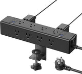 Desk Clamp Power Strip 20W USB-C Surge Protector 4800J 6FT 15A Cord