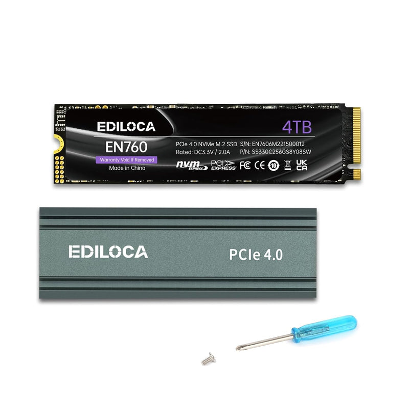 En760 Ssd With Heatsink 4Tb Pcie Gen4, Nvme M.2 2280, 3D Nand, Up To 5000Mb/S,