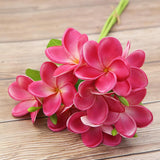 3 Pcs Artificial Plumeria Flowers With Leaves,Lifelike Plumeria Frangipani Flower And Bud Bouquets Total 9 Fake Flowers For Home Office Wedding Party Decoration Diy Bouquet Craft Gift (Rose Red)