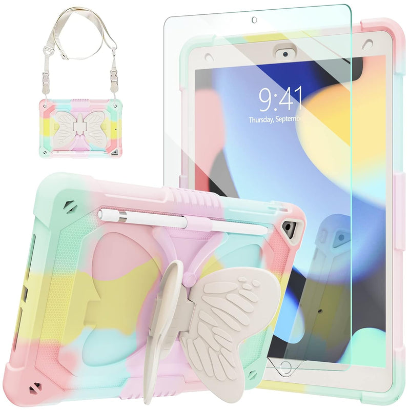 Ipad 10.2 Case For Kids Girls, Ipad 9Th/8Th/7Th Generation Case With Tempered