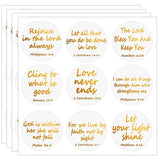 Jesus Faith Bible Verse Stickers, 1.5 Inch Gold Foil Christian Christmas Religious Inspirational Scripture Quote Stickers, 120 Pcs
