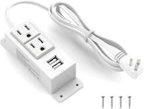 White Power Strip Surge Protector with 2 AC Outlets and 2 USB Ports and 6.56 FT Cord
