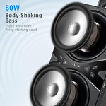 TWS Bluetooth Speaker, 100dB 80W Stereo Sound, Bassup, Lights, Long Playtime