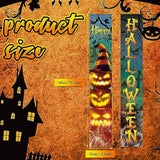 2-Piece Halloween Door Banners Evil Pumpkin Witch Hats Front Door Wall Porch Decor