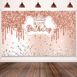 Rose Gold Happy Birthday Backdrop For Women Rose Gold Banner Glitter Diamond Birthday Backdrop Sweet Princess Photography Background