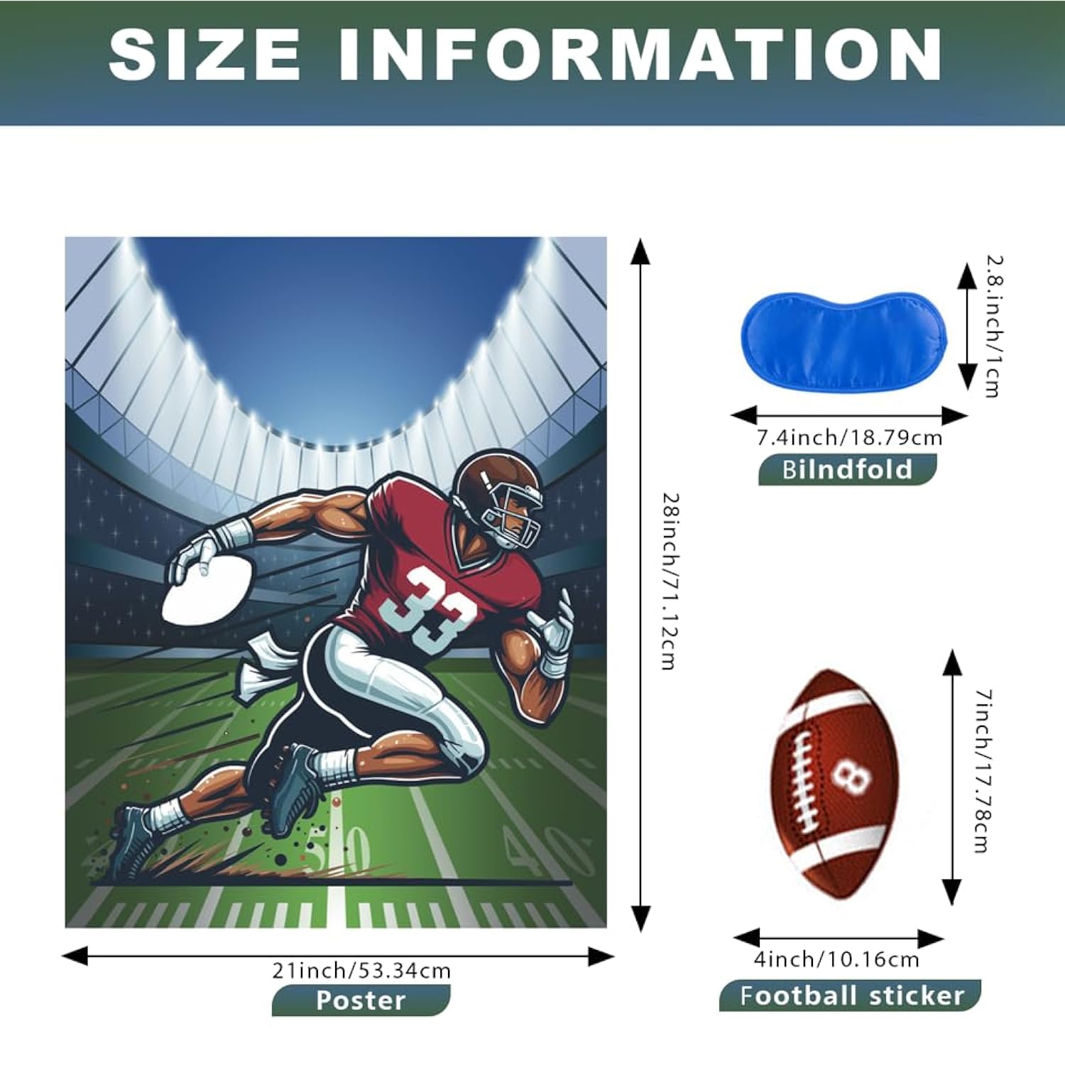 Football Party Game Set, Pin The Football Activity With 24 Stickers, Indoor Group Games For Adults
