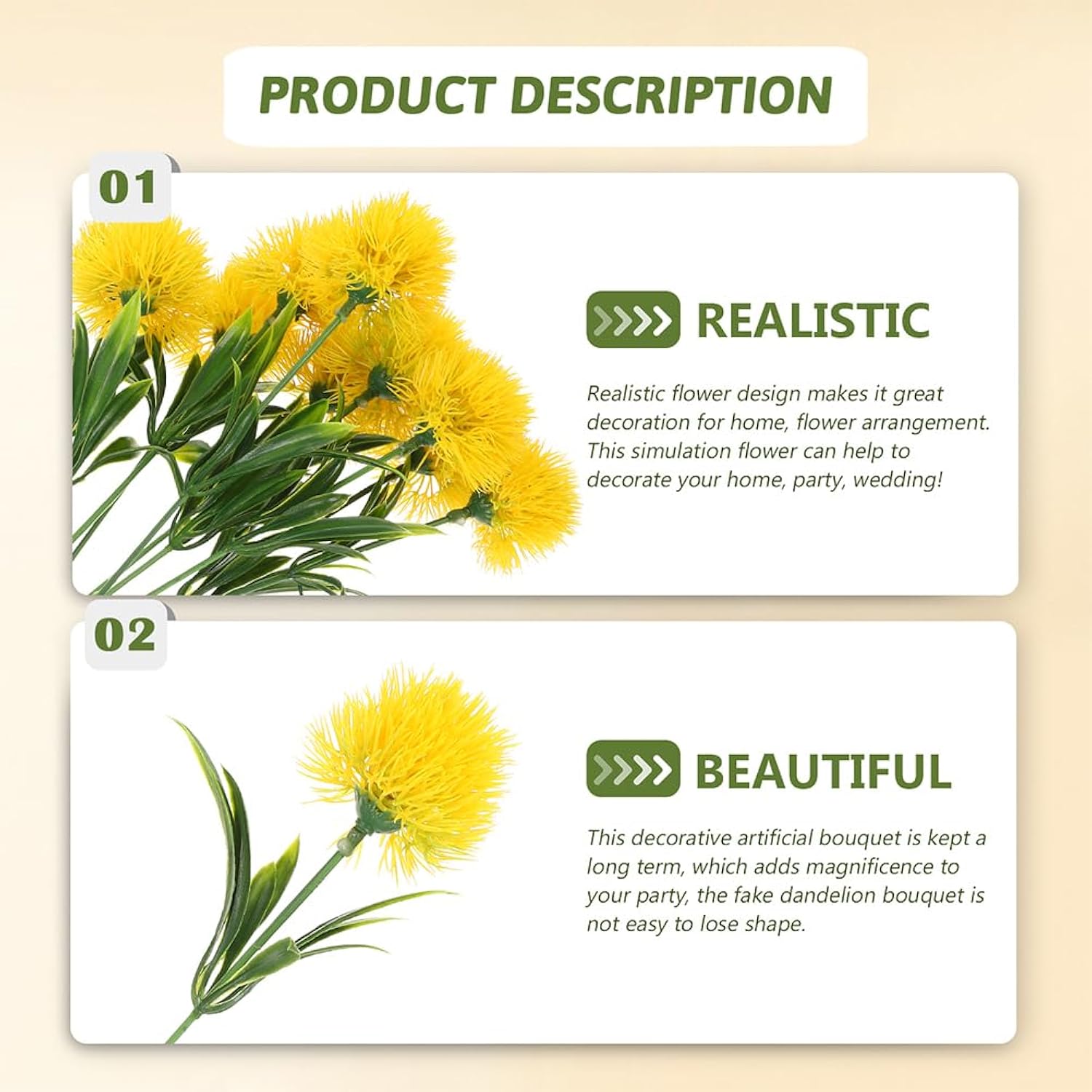 Artificial Dandelion Flowers 1.38 Inch Faux Dandelions Bouquet For Home Wedding Table Centerpiece Office And Craft Decoration