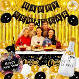 Happy New Year 2026 Party Supplies Balloons Banner Foil Fringe Curtain Kit