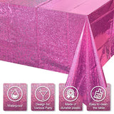 4pcs Pink Iridescent Plastic Tablecloths, 54x108" Holographic Party Covers