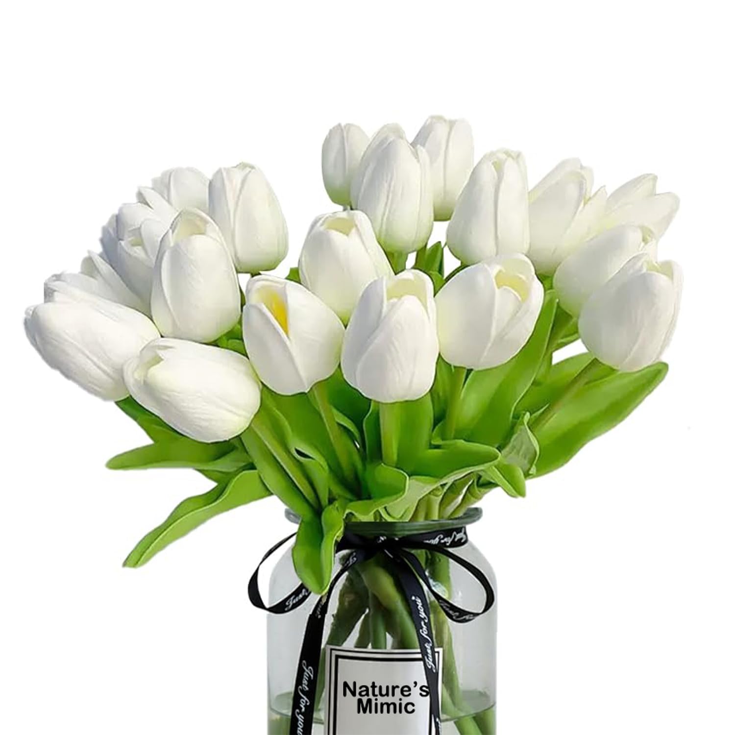 20Pcs White Tulips Artificial Flowers Pu Fake Flowers Fake Tulips For Easter Decor Valentine'S Day And Home Decor 13.5 Inch Spring Decor