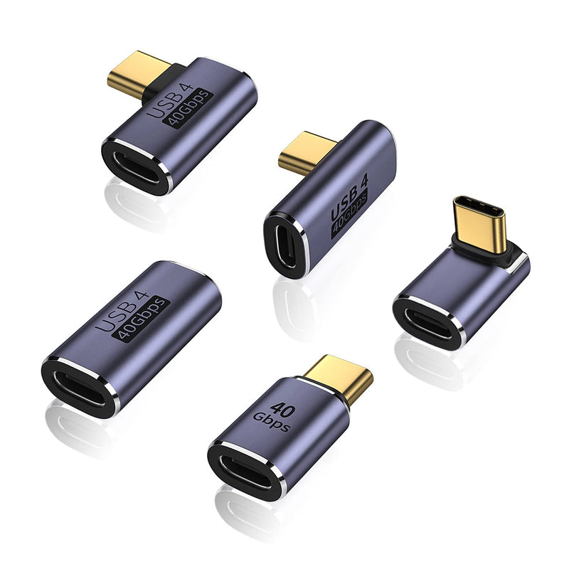 5 Pack Usb C Adapter, Up&Down, Middle Bend And Side Bend 90 Degree Right Angle