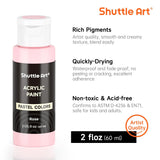 40 Pack Pastel Acrylic Paint Set, 30 Colors, 60Ml/2Oz Bottles, High Viscosity, Water-Proof With 10 Paint Brushes For Painting &Crafting On Canvas, Rock, Ceramic, Fabric, Clay