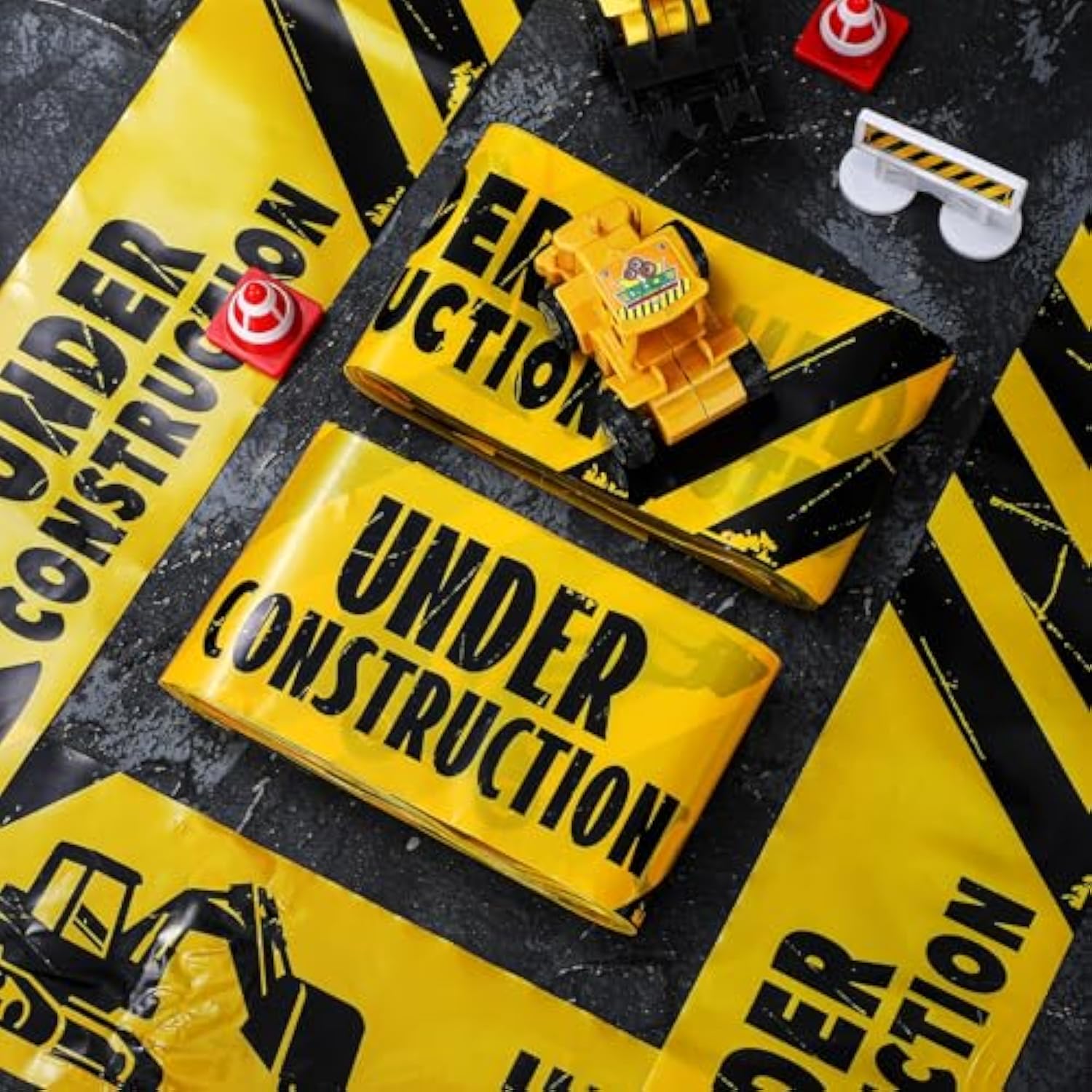 2 Rolls 3'' X 98 Feet Under Construction Party Tape Decorations Construction Zone Tape Birthday Party Supplies Favors For Birthday Classroom Room Decor(No Stickiness)