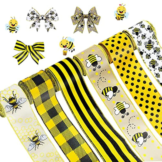 Bee Ribbons 6 Rolls Bee Wired Ribbon Sewing Diy Craft Bee Fabric 40 Ya