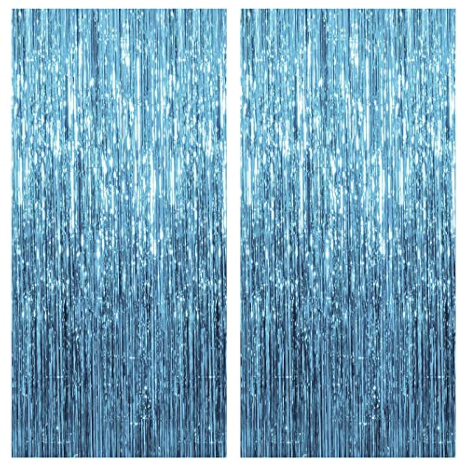 2 Pack Blue Fringe Streamers Foil Backdrops for Ocean Theme Party Decor